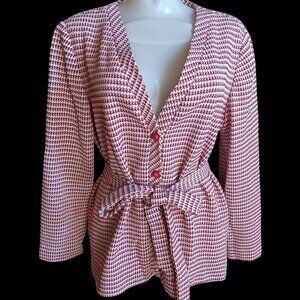 1OF1 Vintage Women's Large Granny Blazer Jacket Polyester Knit Handmade 1970's